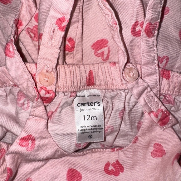Pink Heart-Patterned Kids Overalls - Carters - Picture 3 of 4